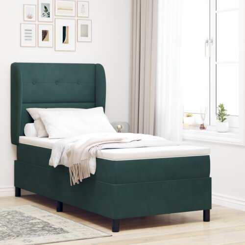  Krevet s box springom i madracem tamnozelene boje 90x190 cm od bar&amp;scaron;una Slike