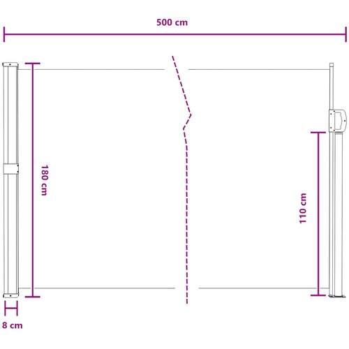 Retraktabilna bočna tende Siva 500 x 180 cm Poliester Slike