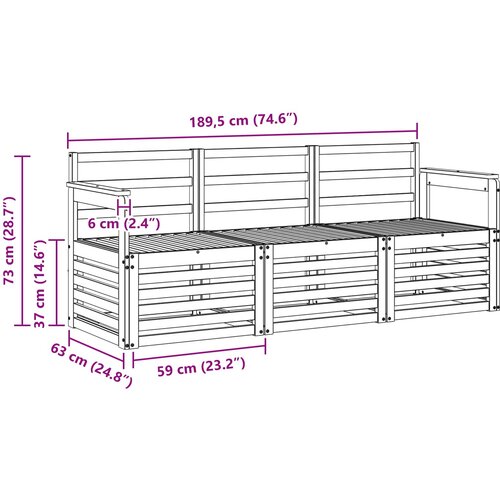  Setovi sofa 3 kom. Bijela Čvrsto drvo akacije 189.5 x 63 x 73 cm Slike