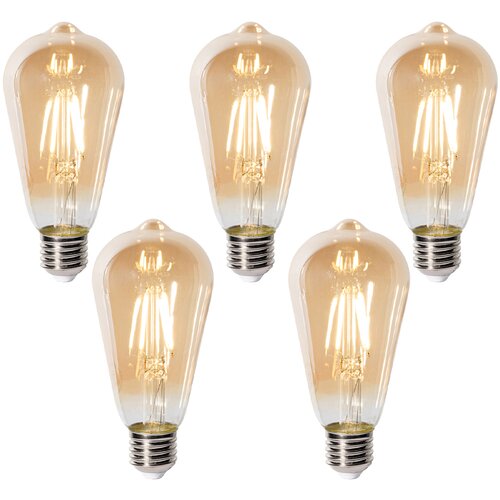 LUEDD Komplet 5 E27 zatemnitvenih LED žarnic ST64 zlata 5W 450 lm 2700K Slike