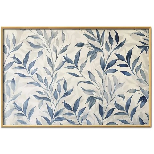  Plakat - Delicate Botanical Motif with Blue Leaves 42x29.7 Zlatni okvir Slike