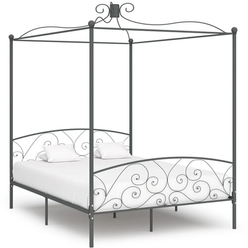 VidaXL okvir za krevet s nadstre&amp;scaron;nicom sivi metalni 160 x 200 cm Slike
