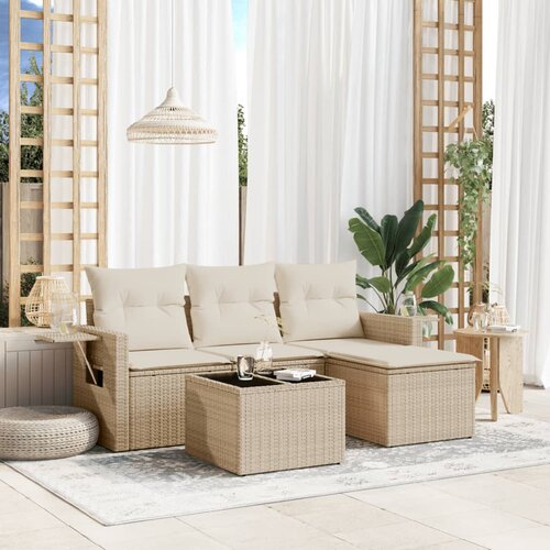 vidaXL 4-dijelni set vrtnih sofa s jastucima bež od poliratana Cijene