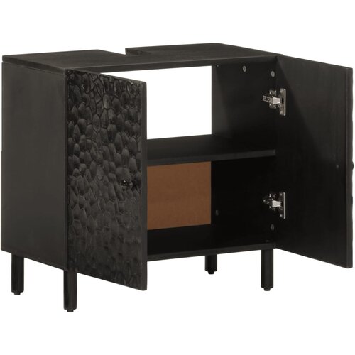 Maison Chic Kopalniška omarica - Kopalniški kabinet črna 62x33x58 cm trden mangov les, (21758940) Cene