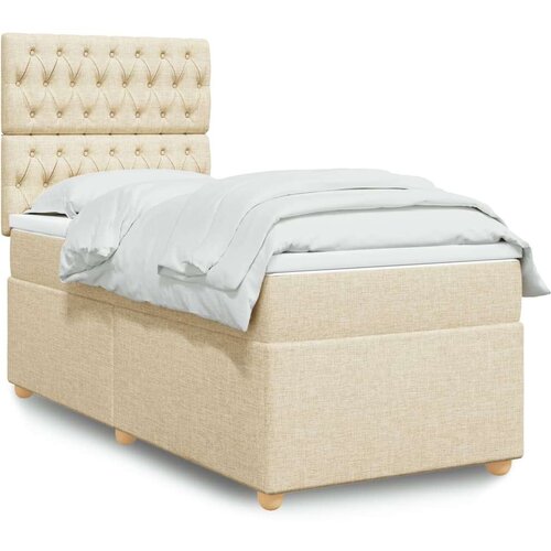  Krevet s oprugama i madracem krem 90 x 200 cm od tkanine Slike