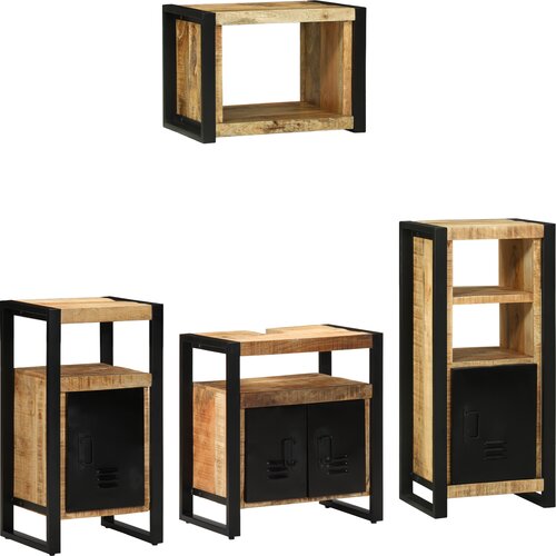 VidaXL Komplet pohi&amp;scaron;tva za kopalnico 4 pcs Rjava Masiven les manga Slike