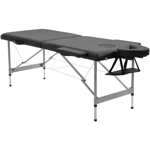 HOMCOM Prenosna in zložljiva masažna miza iz aluminija in PU z nastavljivo višino in oblazinjenim sedežem, 186x71x62-83 cm, črna, (20752993)