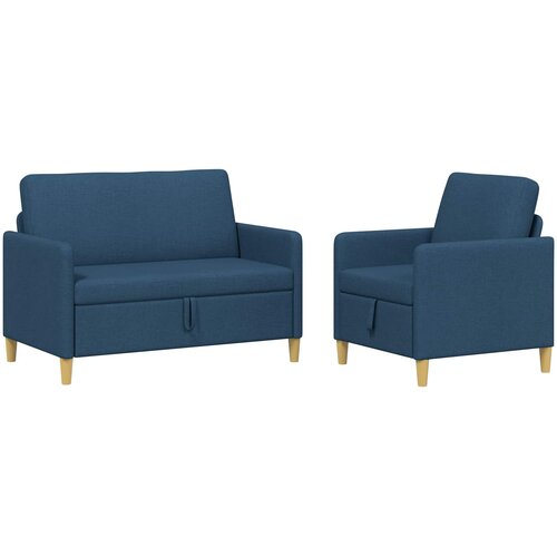  Set sofe s pohranom 2 pcs Plava Poliester Slike
