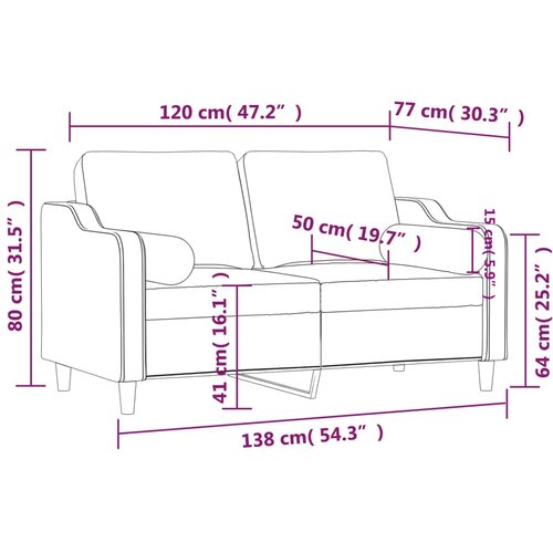 Dvosjed s ukrasnim jastucima svjetlosivi 120 cm od tkanine Slike