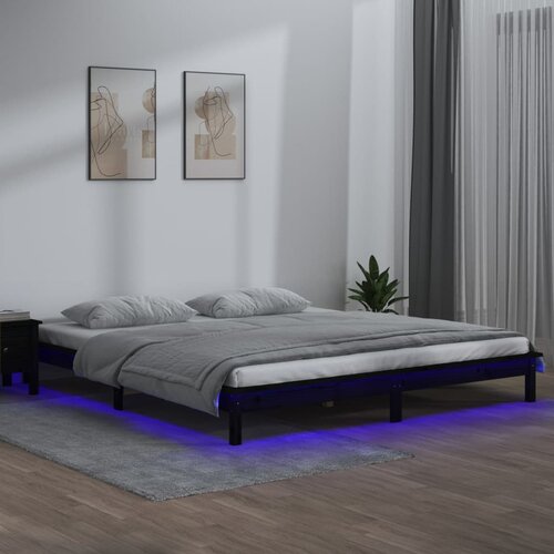 Furnova LED posteljni okvir črn 120x190 cm trden les, (21938787) Slike