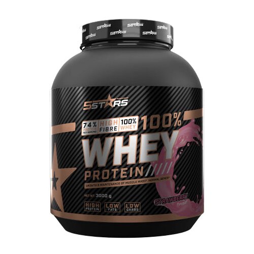 5 STARS whey protein 3kg – visokokvalitetni protein za rast mišića i oporavak - jagoda Cene