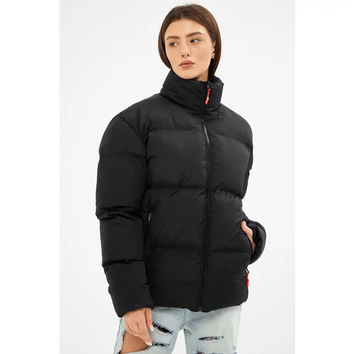 D1fference Women's Black Inner Lined Waterproof And Windproof Inflatable Winter Coat.