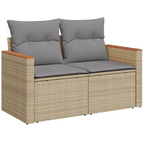  7-dijelni set vrtnih sofa s jastucima bež od poliratana Slike
