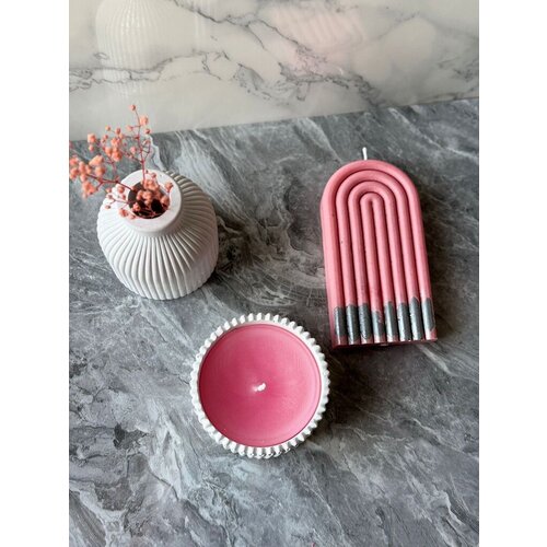 Aberto Design Set Betonskih sveća 14ST, Belo-rozi Slike