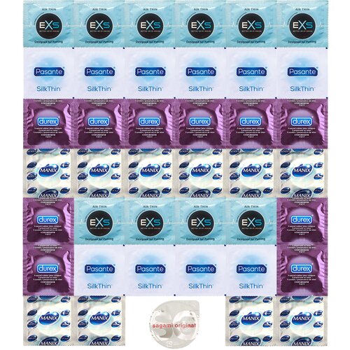 Premium Super Thin Package - 41 Thinnest Durex, Pasante, EXS, Unimil, Sagami Condoms Slike