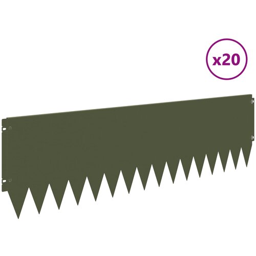  Ograda oko Travnjaka 20 pcs 103 x 30 cm Čelik Maslinastozelena Slike