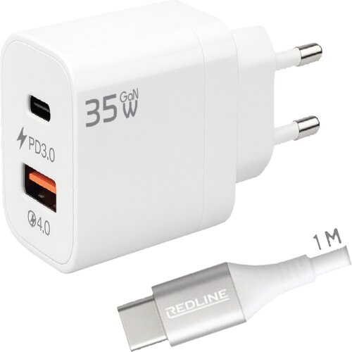 Redline Polnilec s kablom USB-C, 1 x USB-A, 1 x USB-C, 35W - GL-35-AC+CC-1M(60W) Cene