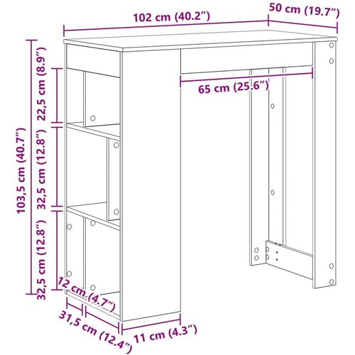  Stol za bar Crni hrast 102 x 50 x 103 5 cm Konstruirano drvo Slike
