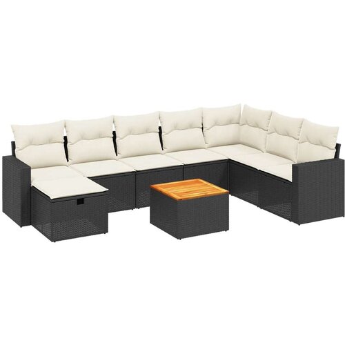 VidaXL 9-dijelni set vrtnih sofa s jastucima crni od poliratana Slike