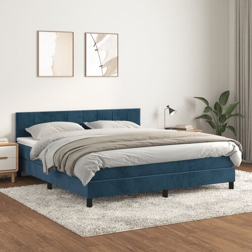  The Living Store Box spring postelja z vzmetnico temno modra 160x200 cm žamet - Box Spring Postelja, (21492571) Slike