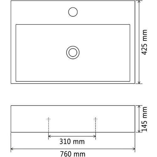 Pipo Umivalnik z odprtino za pipo iz keramike črn 76x42,5x14,5 cm Slike