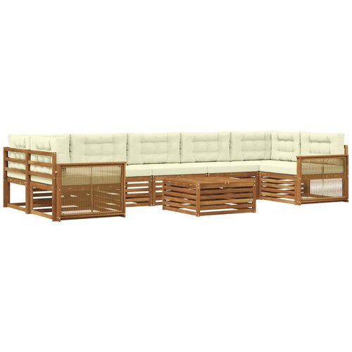 vidaXL Zunanja garnitura za sedenje z blazino 8 pcs Naravna in smetana, (5000272220) Cene