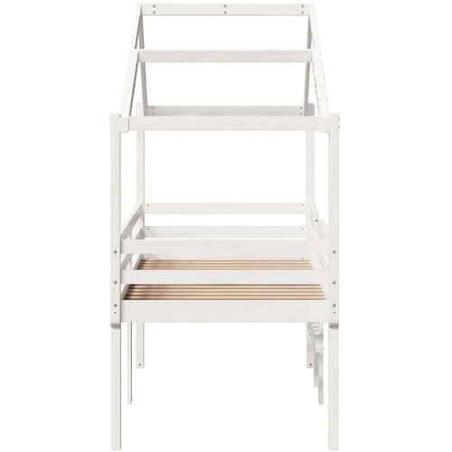 VidaXL Visoki krevet s krovom bijeli 90 x 200 cm od masivne borovine Slike