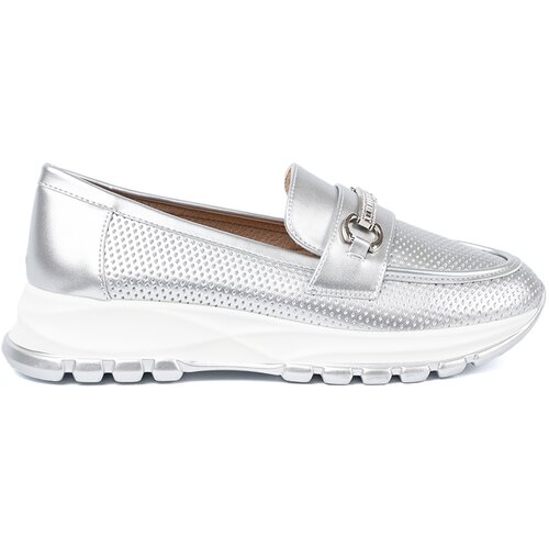 Shelvt Silver loafers with a decorative gold element Cene