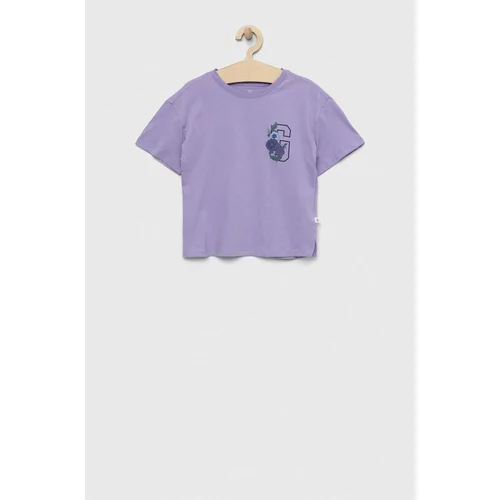 GAP Dječja pamučna majica kratkih rukava boja: ljubičasta