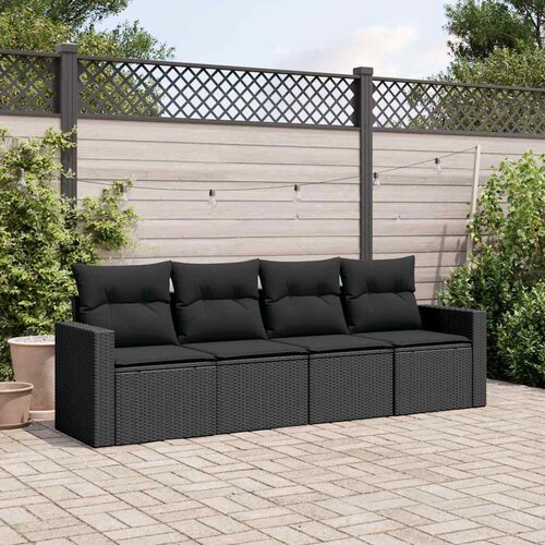  4-dijelni set vrtnih sofa od poliratana s jastucima crni Slike