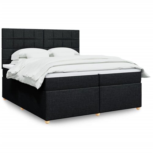 vidaXL Box spring postelja z vzmetnico črn 200x200 cm blago Cene