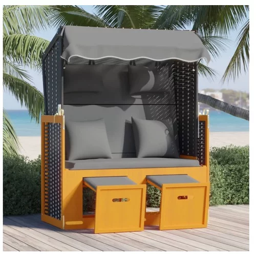  stol za na plažo z blazino poli ratan in trles črn/antracit