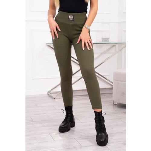 Kesi Khaki ribbed leggings with a high waist Cijene