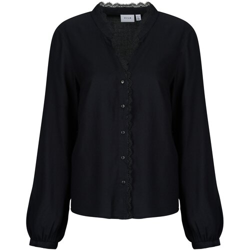 Vila VIGRACE V-NECK L/S LACE Crna Slike
