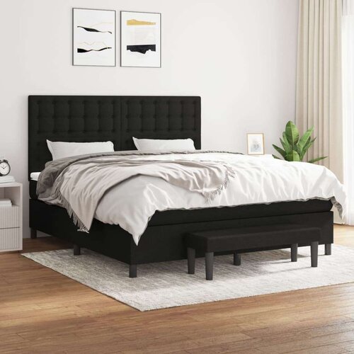 vidaXL Box spring postelja z vzmetnico črna 160x200 cm blago Cene