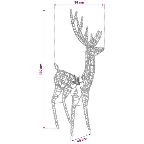  3D Božićni irvas LOVIISA 560 LED lampica Hladno bijela - Prozirni konop 96 x 40 x 180 cm Slike