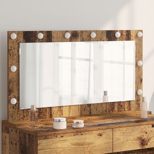 VidaXL Ogledalo za toaletno mizo Star les Les in steklo 100 x 55 x 18 cm Slike