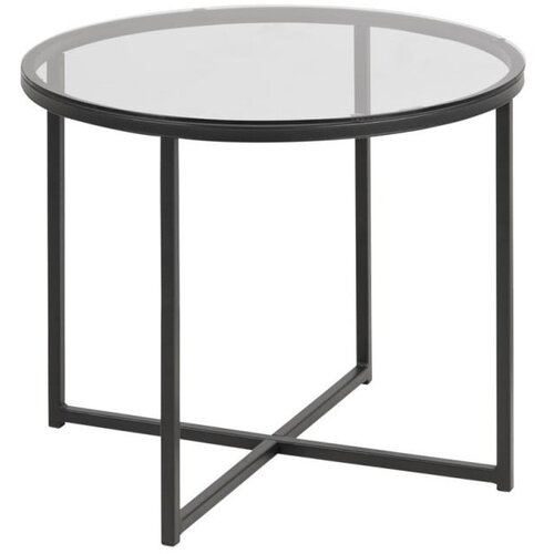 Actona Stranska mizica s steklenim vrhom Cross , ⌀ 55 cm Slike