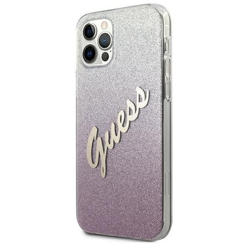  Maska za iPhone 12/ 12 Pro pink Guess Faceplate Glitter Gradient Script Cene
