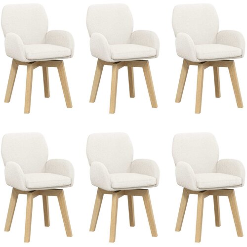 vidaXL Okretne blagovaonske stolice 6 kom. Bouclé Krem 54 x 58 x 87 cm - Krem 6 Cene