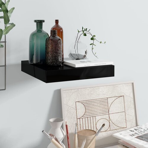 VidaXL Lebdeča polica visok sijaj črna 23x23,5x3,8 cm MDF, (20765009) Slike