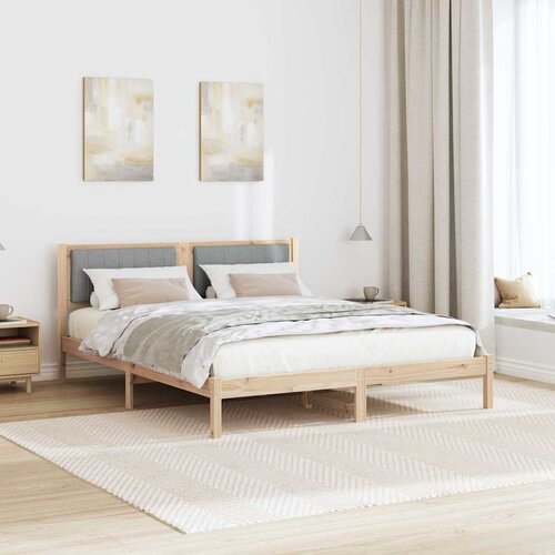  Krevetni okvir s tapiciranim uzglavljem Svijetlo siva Smeđa 150 x 200 cm Slike