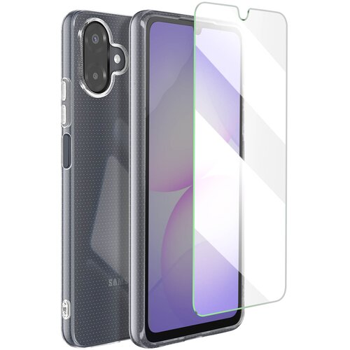 Oem Mayaxess, Zaščitni paket 2-v-1: ovitek + kaljeno steklo za Galaxy A07, odporno na udarce, Prozorno, (5000208847) Cene
