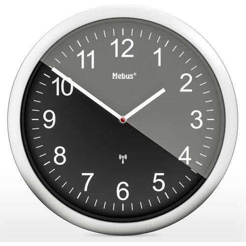 Mebus 19812 radio wall clock black/silver Slike