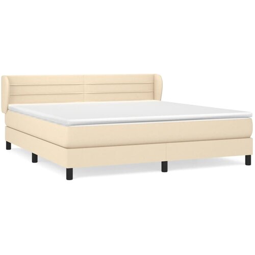 VidaXL Krevet s oprugama i madracem krem 160x200 cm od tkanine Slike