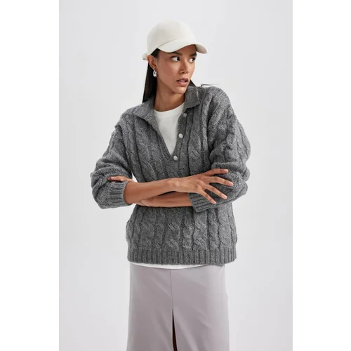 Defacto Relax Fit Polo Neck Sweater