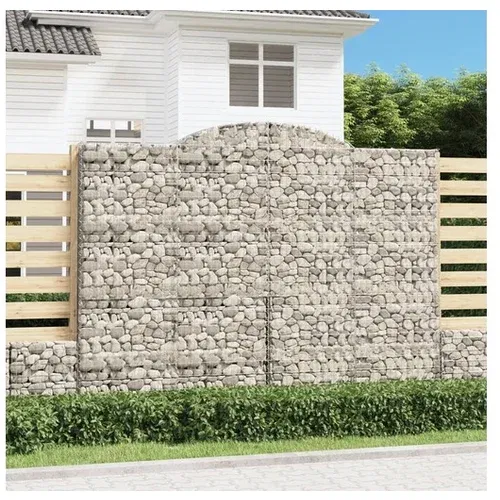 vidaXL Obokane gabion kosare 7 kosa 300x50x220/240 cm pocink