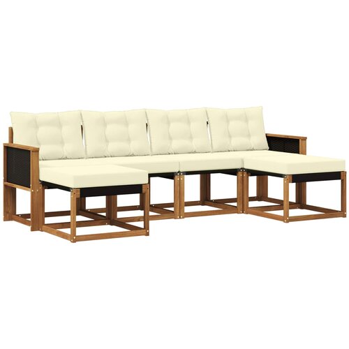 vidaXL Zunanja garnitura za sedenje z blazino 6 pcs Naravna in smetana, (5000279830) Cene