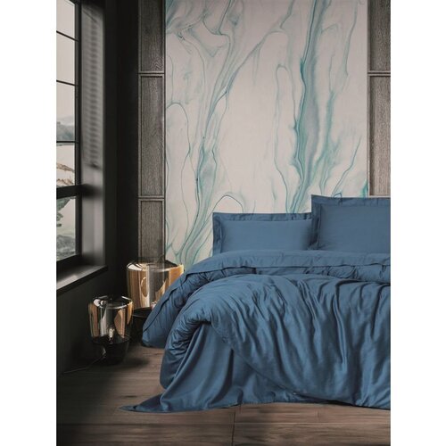  elegant blue blue satin super king quilt cover set (eu) (it) Cene
