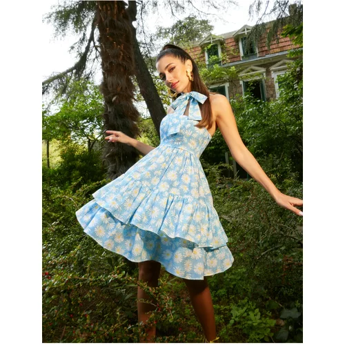 Koton Rachel Araz X Cotton - Tiered Floral Strapless Mini Dress